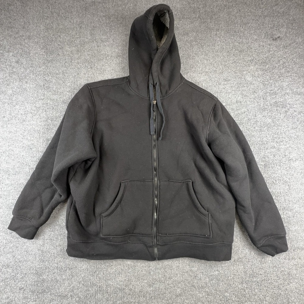 Craftsman Hoodie Mens 2XL Black Full Zip Sherpa Lined Fleece Heavyweight